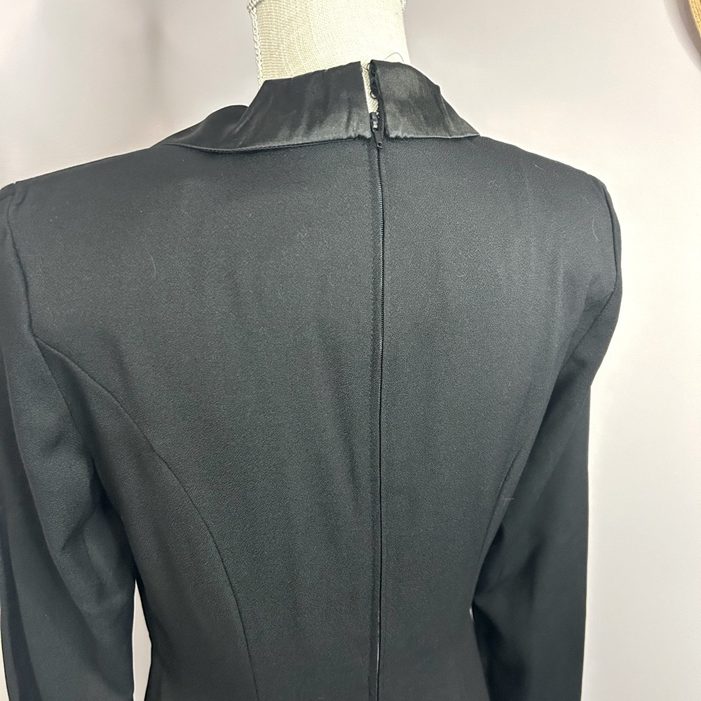 Women’s long sleeve size 8 black one piece dress. Jacket look-but all attached. - Picture 10 of 11